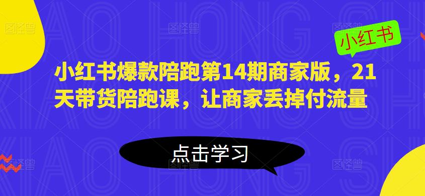 小红书爆款陪跑第14期商家版，21天带货陪跑课，让商家丢掉付流量-副业宇宙