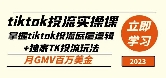 tiktok投流实操课：掌握tiktok投流底层逻辑+独家TK投流玩法月GMV百万美金-副业宇宙
