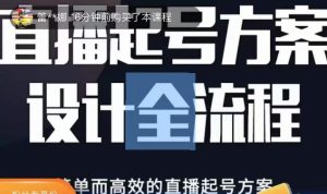 2023正价控流起号课,直播起号方案设计全流程,简单而高效的直播起号方案-副业宇宙