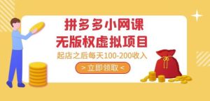 黄岛主·拼多多小网课无版权虚拟项目分享课:起店之后每天100-200收入-副业宇宙