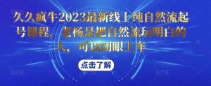 久久疯牛2023最新线上纯自然流起号课程,老杨是把自然流玩明白的人,可以闭眼上车-副业宇宙