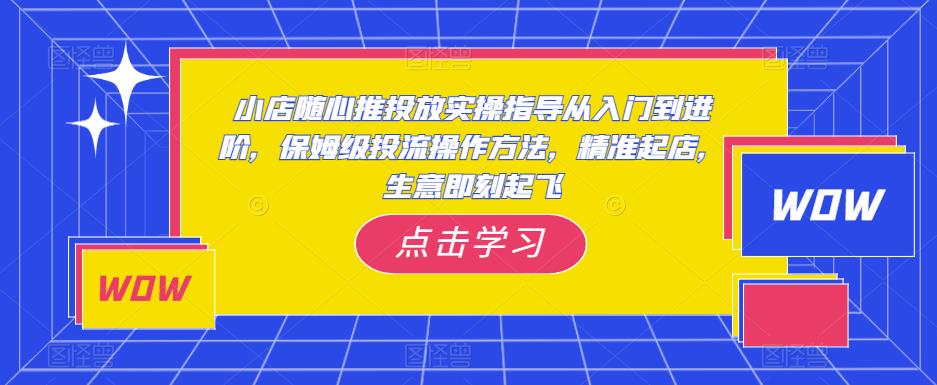 小店随心推投放实操指导从入门到进阶，保姆级投流操作方法，精准起店，生意即刻起飞-副业宇宙