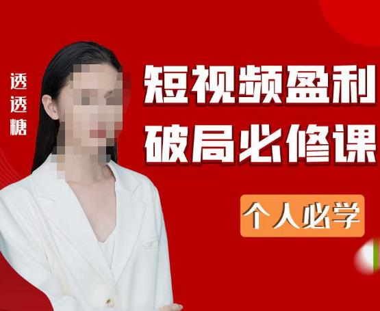 2023最新透透糖短视频盈利破局必修课——个人必学-副业宇宙