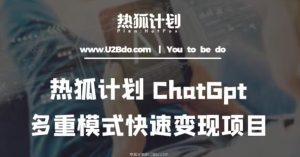热狐计划：王大陆ChatGpt多重变现实操课，多种模式快速变现-副业宇宙