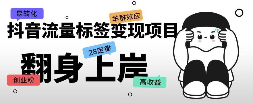 抖音流量标签变现项目，抖音创业粉轻松转化，单价高收益简单-副业宇宙