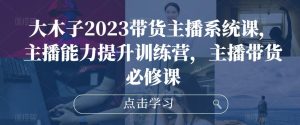 大木子2023带货主播系统课,主播能力提升训练营,主播带货必修课-副业宇宙