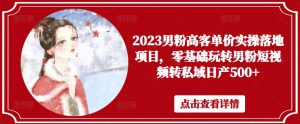 2023男粉高客单价实操落地项目，零基础玩转男粉短视频转私域日产500+-副业宇宙