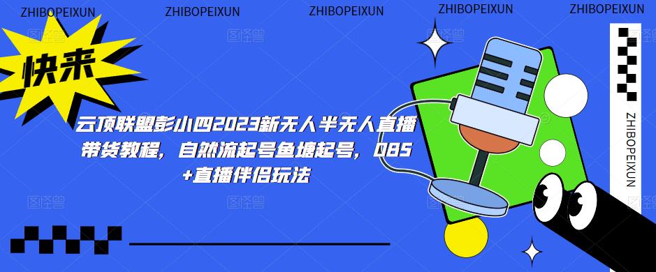 云顶联盟彭小四2023新无人半无人直播带货教程，自然流起号鱼塘起号，OBS+直播伴侣玩法-副业宇宙