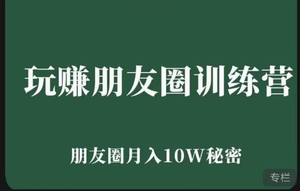 玩赚朋友圈系统课，朋友圈月入10W的秘密，​7天系统图文课程-副业宇宙