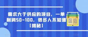 需求大于供应的项目，一单利润50-100，很多人不知道【揭秘】-副业宇宙