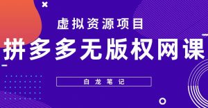 【白龙笔记】拼多多无版权网课项目，月入5000的长期项目，玩法详细拆解【揭秘】-副业宇宙