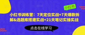 小红书训练营：7天定位实战+7天爆款拆解&选题库搭建实战+21天笔记实操实战-副业宇宙