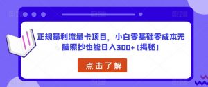 正规暴利流量卡项目，小白零基础零成本无脑照抄也能日入300+【揭秘】-副业宇宙