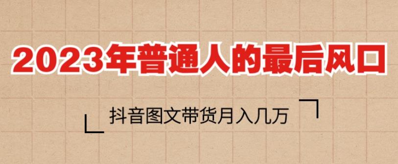 2023年普通人的最后风口，抖音图文带货月入几万，只需一部手机即可操作-副业宇宙