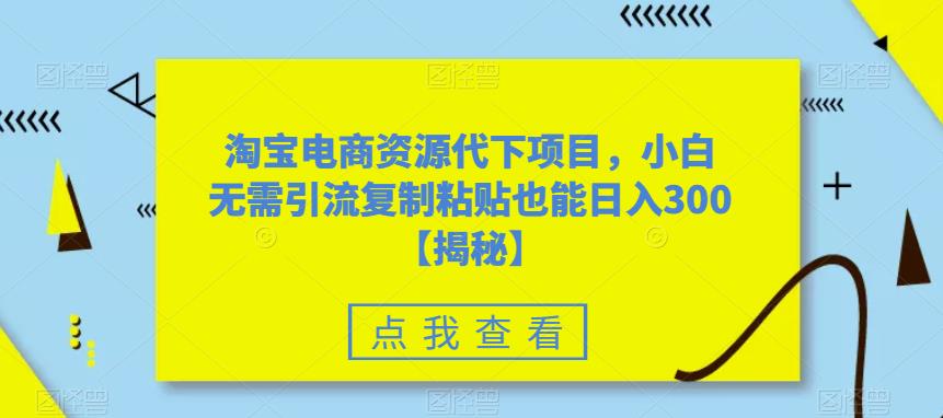 淘宝电商资源代下项目，小白无需引流复制粘贴也能日入300＋【揭秘】-副业宇宙