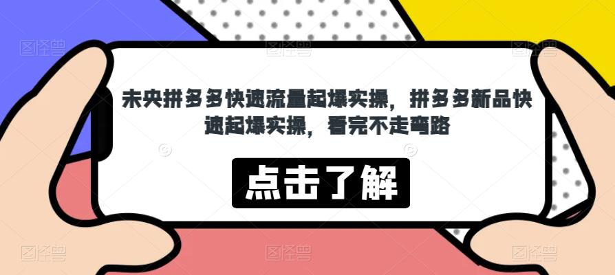 未央拼多多快速流量起爆实操，拼多多新品快速起爆实操，看完不走弯路-副业宇宙