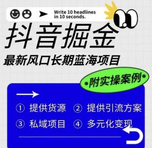 抖音掘金最新风口,长期蓝海项目,日入无上限(附实操案例)【揭秘】-副业宇宙