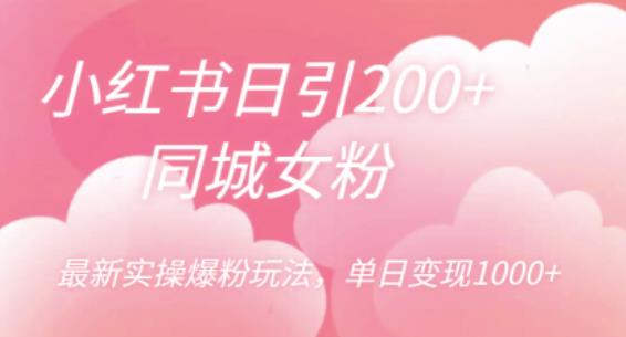 小红书日引200+同城女粉，最新实操爆粉玩法，单日变现1000+【揭秘】-副业宇宙