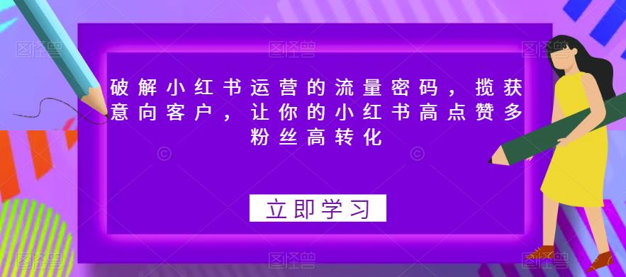 破解小红书运营的流量密码，揽获意向客户，让你的小红书高点赞多粉丝高转化-副业宇宙