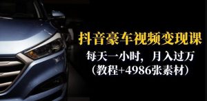 抖音豪车视频变现分享课：每天一小时，月入过万（教程+4986张素材）-副业宇宙
