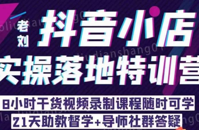 老刘·抖店商品卡流量，​抖音小店实操落地特训营，8小时干货视频录制课程随时可学-副业宇宙