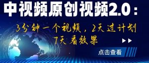 中视频原创视频2.0：3分钟一个视频，2天过计划，7天看效果【揭秘】-副业宇宙