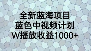 全新蓝海项目，蓝色中视频计划，1W播放量1000+【揭秘】-副业宇宙