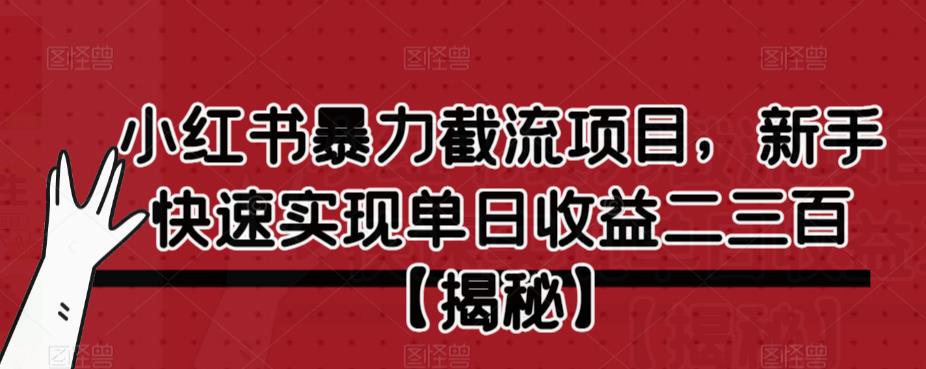 小红书暴力截流项目，新手快速实现单日收益二三百【仅揭秘】-副业宇宙