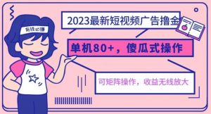 2023最新玩法短视频广告撸金，亲测单机收益80+，可矩阵，傻瓜式操作，小白可上手【揭秘】-副业宇宙