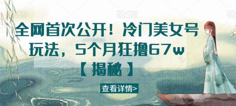 全网首次公开！冷门美女号玩法，5个月狂撸67w【揭秘】-副业宇宙