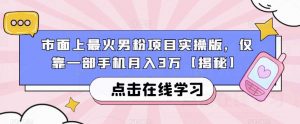 市面上最火男粉项目实操版,仅靠一部手机月入3万【揭秘】-副业宇宙