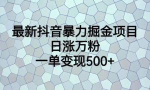 最新抖音暴力掘金项目，日涨万粉，一单变现500+【揭秘】-副业宇宙