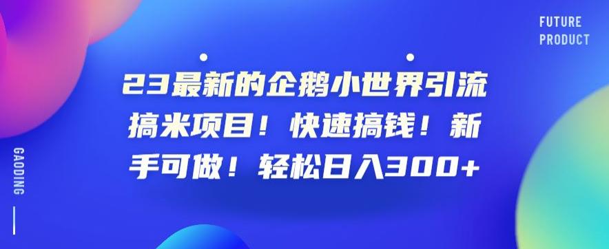 23最新的企鹅小世界引流搞米项目！快速搞钱！新手可做！轻松日入300+【揭秘】-副业宇宙