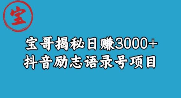 宝哥揭秘日赚3000+抖音励志语录号短视频变现项目-副业宇宙