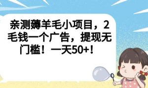 亲测薅羊毛小项目，2毛钱一个广告，提现无门槛！一天50+【揭秘】-副业宇宙