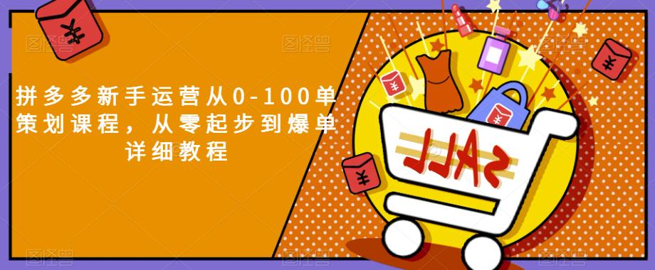 拼多多新手运营从0-100单策划课程，从零起步到爆单详细教程-副业宇宙