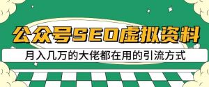 公众号SEO虚拟资料，操作简单，日入500+，可批量操作【揭秘】-副业宇宙