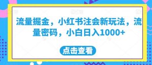 流量掘金，小红书注会新玩法，流量密码，小白日入1000+【揭秘】-副业宇宙