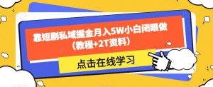 靠短剧私域掘金月入5W小白闭眼做（教程+2T资料）-副业宇宙