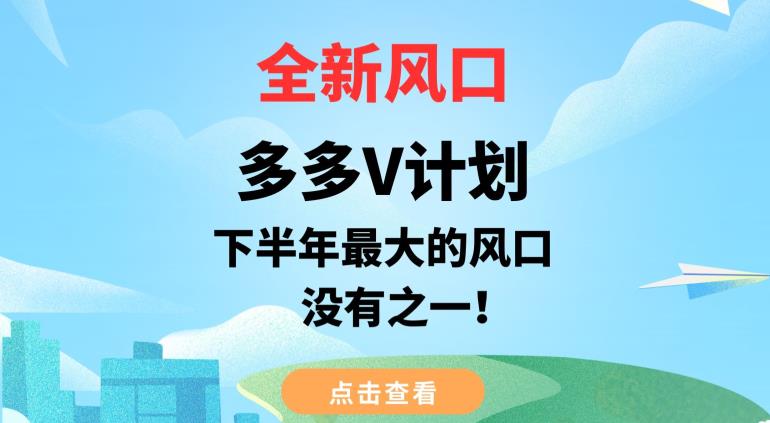 全新风口，多多V计划，下半年最大的风口项目，没有之一【揭秘】-副业宇宙