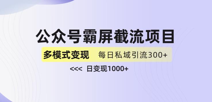 公众号霸屏截流项目+私域多渠道变现玩法，全网首发，日入1000+【揭秘】-副业宇宙