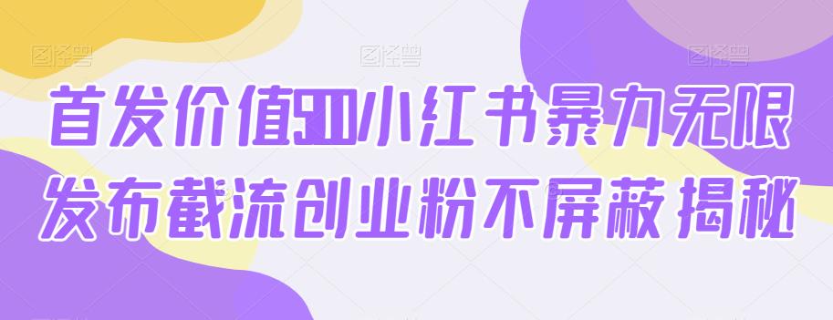 首发价值5100小红书暴力无限发布截流创业粉不屏蔽揭秘-副业宇宙
