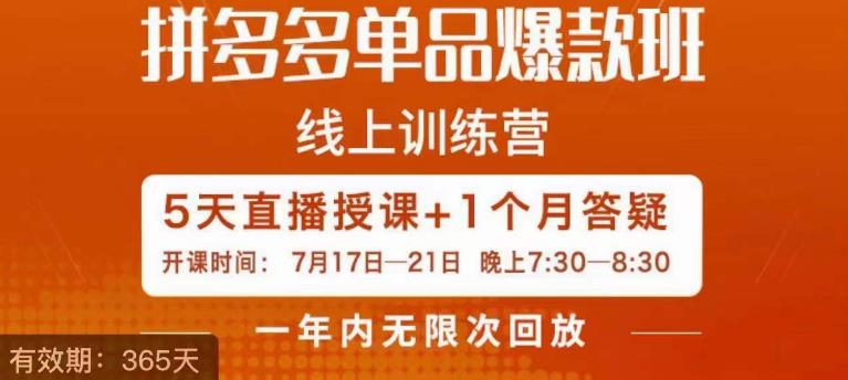 钟辰·拼多多单品爆款班，一个拼多多超级爆款养一个团队-副业宇宙