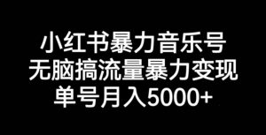 小红书暴力音乐号，无脑搞流量暴力变现，单号月入5000+-副业宇宙