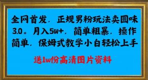 全网首发正规男粉玩法卖圆味3.0，月入5W+，简单粗暴，操作简单，保姆式教学，小白轻松上手-副业宇宙