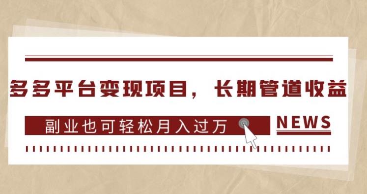 多多平台变现项目，长期管道收益，副业也可轻松月入过万-副业宇宙