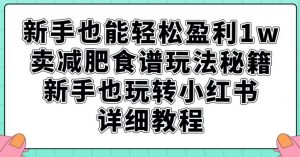 新手也能轻松盈利1w,卖减肥食谱玩法秘籍,新手也玩转小红书详细教程【揭秘】-副业宇宙