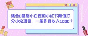 适合0基础小白做的小红书颜值打分小众项目，一条作品收入1000＋【揭秘】-副业宇宙