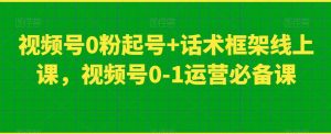 视频号0粉起号+话术框架线上课,视频号0-1运营必备课-副业宇宙