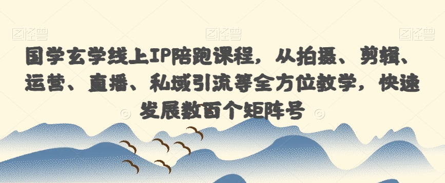国学玄学线上IP陪跑课程，从拍摄、剪辑、运营、直播、私域引流等全方位教学，快速发展数百个矩阵号-副业宇宙